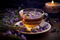 A soothing cup of chamomile lavender tea Royalty Free Stock Photo