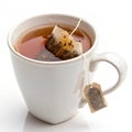 Cup of tea with a tea bag isolated on white background Royalty Free Stock Photo