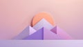 A soothing gradient transitioning from peach to lavender, accented with geometric triangular shapes, creating a soft yet dynamic