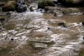 Little Waterfall Between Boulders and Rocks on a Stream Royalty Free Stock Photo