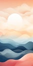 Soothing Ocean Waves And Clouds: A Serene Blend Of Pastel Colors