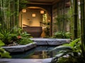 Soothing Seclusion: A spa garden paradise with modern amenities and natural beauty Royalty Free Stock Photo