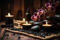 Spa Still Life with Orchids, Stones, and Candles Royalty Free Stock Photo