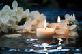 Soothing Spa white candle water. Generate AI