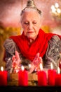 Soothsayer during esoteric session with Crystal ball Royalty Free Stock Photo