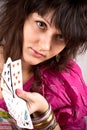 Soothsayer with scrying cards Royalty Free Stock Photo