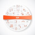 Sop standard operating procedure concept with icon concept with round or circle shape for badge Royalty Free Stock Photo