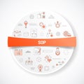 sop standard operating procedure concept with icon concept with round or circle shape for badge Royalty Free Stock Photo