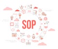 sop standard operating procedure concept with icon set template banner and circle round shape Royalty Free Stock Photo