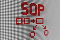 SOP text scoreboard blurred background