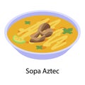 Sopa aztec icon, isometric style