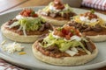 Sopes: Thick Corn Tortillas Topped with Beans, Meat, and Fresh Salsa Royalty Free Stock Photo