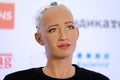 Sophia humanoid robot at Open Innovations Conference at Skolokovo technopark Royalty Free Stock Photo