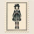 Sophia Scale Stamp: Vintage-inspired Graphic Design Illustrations
