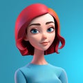 Sophia: A Vibrant Cartoon Girl With Red Hair In A Minimalist 3d Style