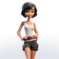 3d Render Plastic Cartoon Of Sophie In Tank Top With Short Hair