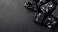 Sophisticated Black Gifts with Elegant Ribbons in Minimalist Style GenerativeAI