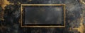 A sophisticated black rectangular card featuring a lavish golden frame design. Royalty Free Stock Photo