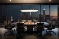 Boardroom scene illustrates the vision of success in the corporate world. AI Generated