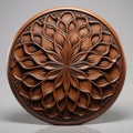 Sophisticated Brown Flower Sculpture 3d Model With Terracotta Medallion Style Royalty Free Stock Photo