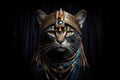 Sophisticated Cat Looking Regal In An Egyptian Pharaohs Headdress