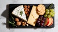 Sophisticated Cheese and Fruit Platter with Assorted Garnishes Royalty Free Stock Photo