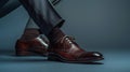 Sophisticated Classic Dress Shoes in Elegance Pose. Generative ai Royalty Free Stock Photo