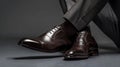 Sophisticated Classic Dress Shoes in Elegance Pose. Generative ai Royalty Free Stock Photo