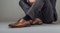 Sophisticated Classic Dress Shoes in Elegance Pose. Generative ai Royalty Free Stock Photo