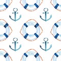 Sophisticated cute graphic lovely beautiful wonderful summer sea fresh marine cruise colorful lifebuoys and anchors pattern