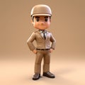 Sophisticated 3d Cartoon Character Worker In Uniform