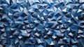 Sophisticated 3D pattern with cascading triangles, featuring matte shimmer textures in sapphire and silver. Matte