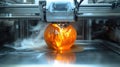 Advanced 3 d printer creates intricate object with glowing molten material Royalty Free Stock Photo