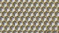 Abstract geometric pattern with gold framed grey isometric cubes and hexagons texture. Royalty Free Stock Photo