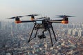 Drone Over Cityscape Royalty Free Stock Photo