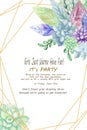 Sophisticated & elegant Succulents and Foliage wedding invitation design with a mix of Crystal Gemstone and stone