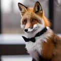 A sophisticated fox in a tuxedo, posing for a portrait with a poised and discerning gaze1 Royalty Free Stock Photo