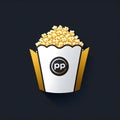 Sophisticated gold and white popcorn logo with a minimalist design emphasizing modern elegance Royalty Free Stock Photo