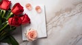 a sophisticated greeting card for a love proposal with a flat lay composition