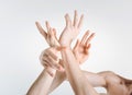 Sophisticated gymnasts hands expressing grace in the studio