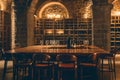 Sophisticated heritage wine cellar ambiance in historic place