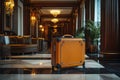 A sophisticated image of a hotel trolley used for transporting luggage in a luxury setting. Royalty Free Stock Photo