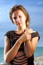 Sophisticated lady on a beach Royalty Free Stock Photo