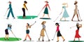 Sophisticated lady play golf vector graphics illustration