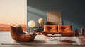 Sophisticated living room design with stylish leather armchairs AI Generated