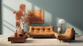 Sophisticated living room design with stylish leather armchairs AI Generated