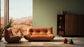 Sophisticated living room design with stylish leather armchairs AI Generated