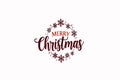 Elegant Merry Christmas Script Logo with Snowflake Wreath Vector Royalty Free Stock Photo