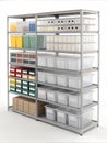 Sophisticated Mockup of a Systematized Storage Area With Diverse Container Options Royalty Free Stock Photo