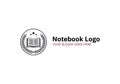 Elegant notebook logo design featuring open book emblem isolated on white background Royalty Free Stock Photo
